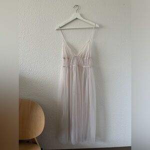 Pink gray sheer tulle dress, size M